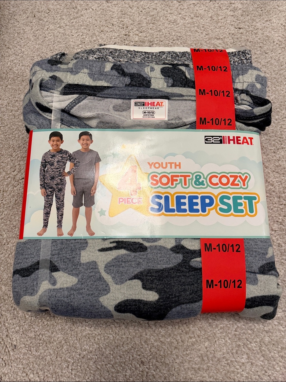 32 Degrees Youth Gray Camo 4-Piece Soft & Cozy Sleep Set
